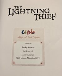 The nameplate in an adopted book