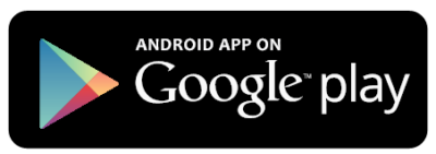 Black background with Google Play icon. Text reads "Android App on Google Play" in white, promoting app availability.