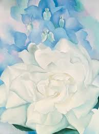 Georgia O'Keeffe, White Rose and Larkspur (1927)