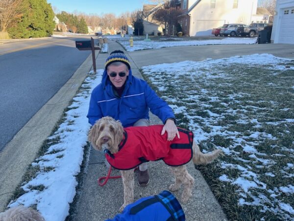 Penny and Dad bundled up for the cold 