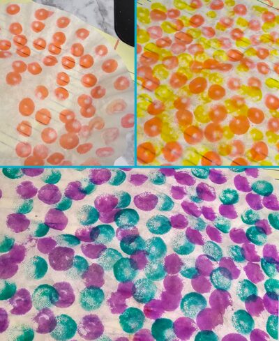 Step One: Take each of the coffee filters and create a design on them using Dot-to-Dots or markers.