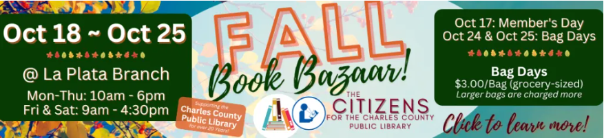 Fall Book Sales Return To Charles And St. Mary’s Counties_The BayNet_10.22.25_2