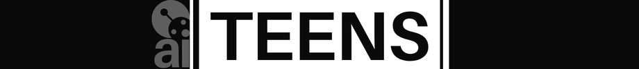 Bold text reads "TEENS" with a smiling robot graphic on the left side.
